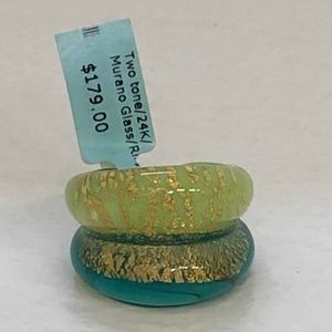 MURANO Glass Ring 2 Tone, 24K Sz. 5.25 $179